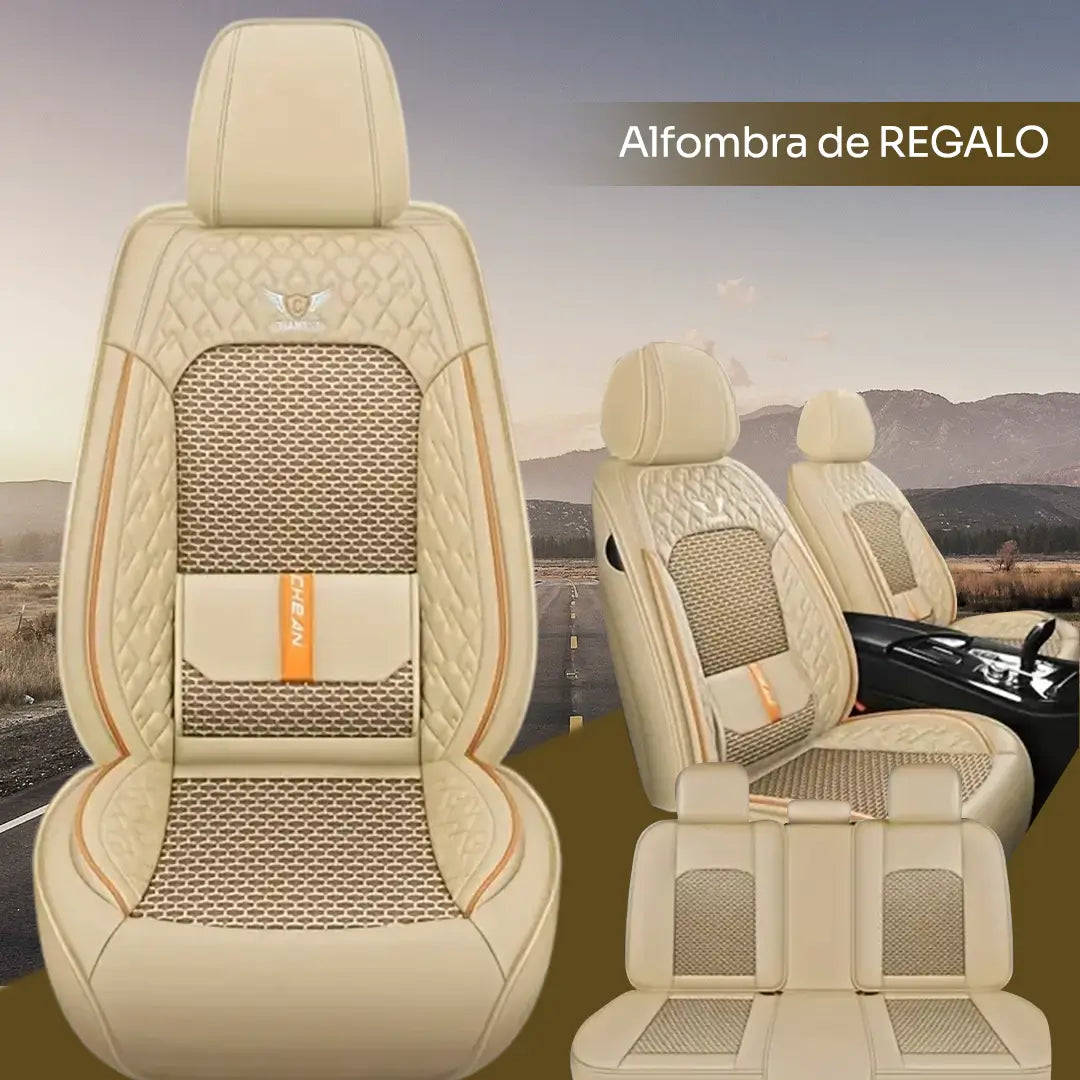 Funda Completa para Asientos de Auto en Cuero Legítimo + Juego Completo de Alfombras