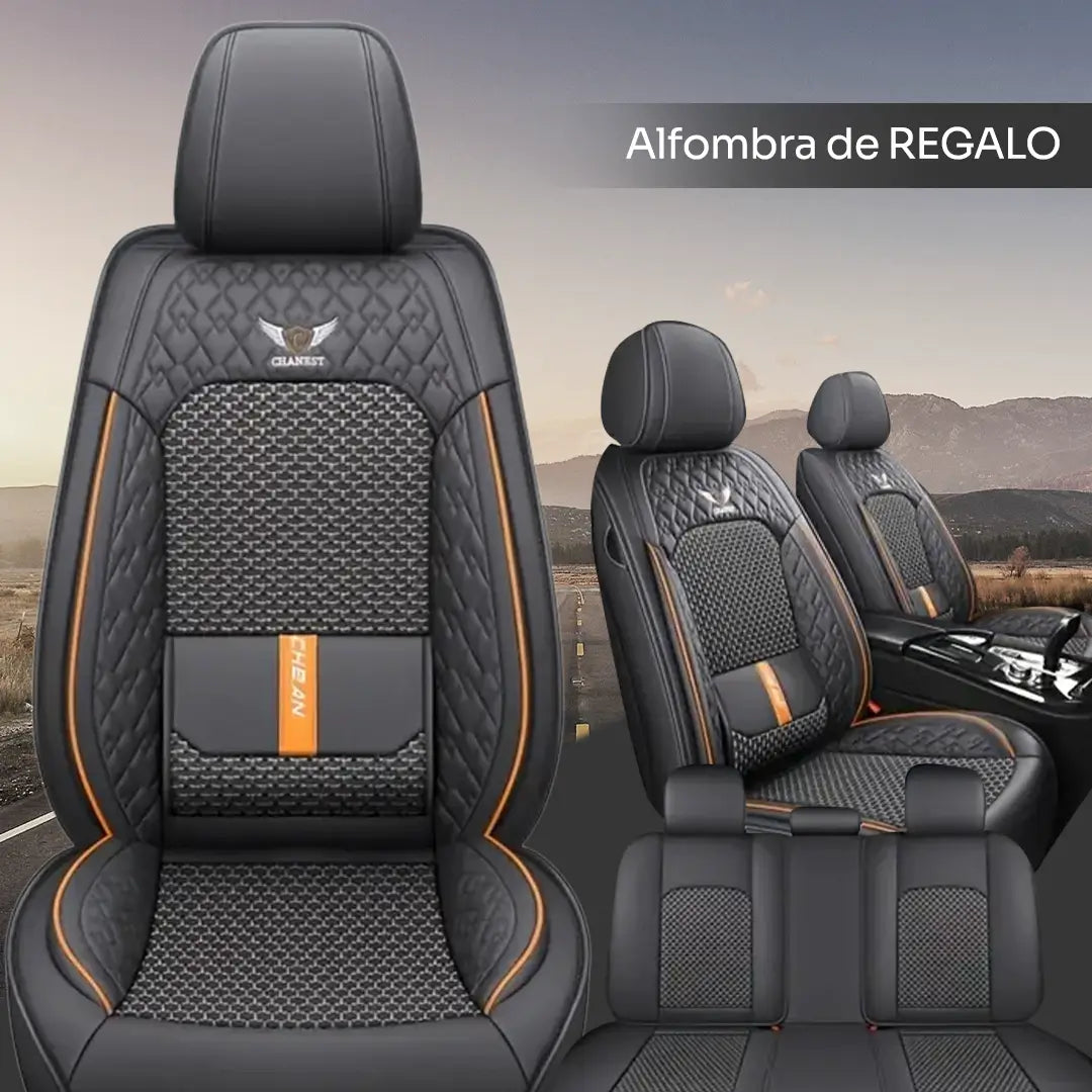 Funda Completa para Asientos de Auto en Cuero Legítimo + Juego de Alfombras Completo