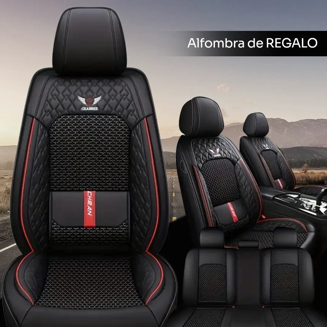 Funda Completa para Asientos de Auto en Cuero Legítimo + Juego Completo de Alfombras